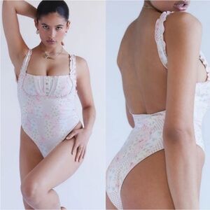 Floral Lace Swimsuit - Pink